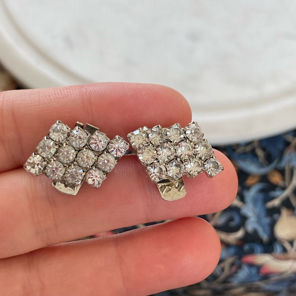 Vintage Bluette Made in France Signed Rhinestone Shoe Clips
